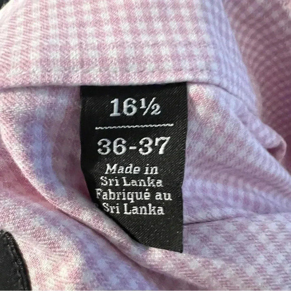 Nordstrom Mens Shop Tech Smart Trim Fit Button Down Pink Gingham Size 16 1/2 EUC - Picture 5 of 6